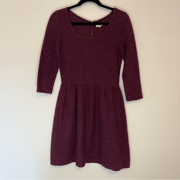 Maison Jules Dresses & Skirts - Maison Jules Deep Purple/Burgundy Knit Mini Dress with Gold Sparkles Size M